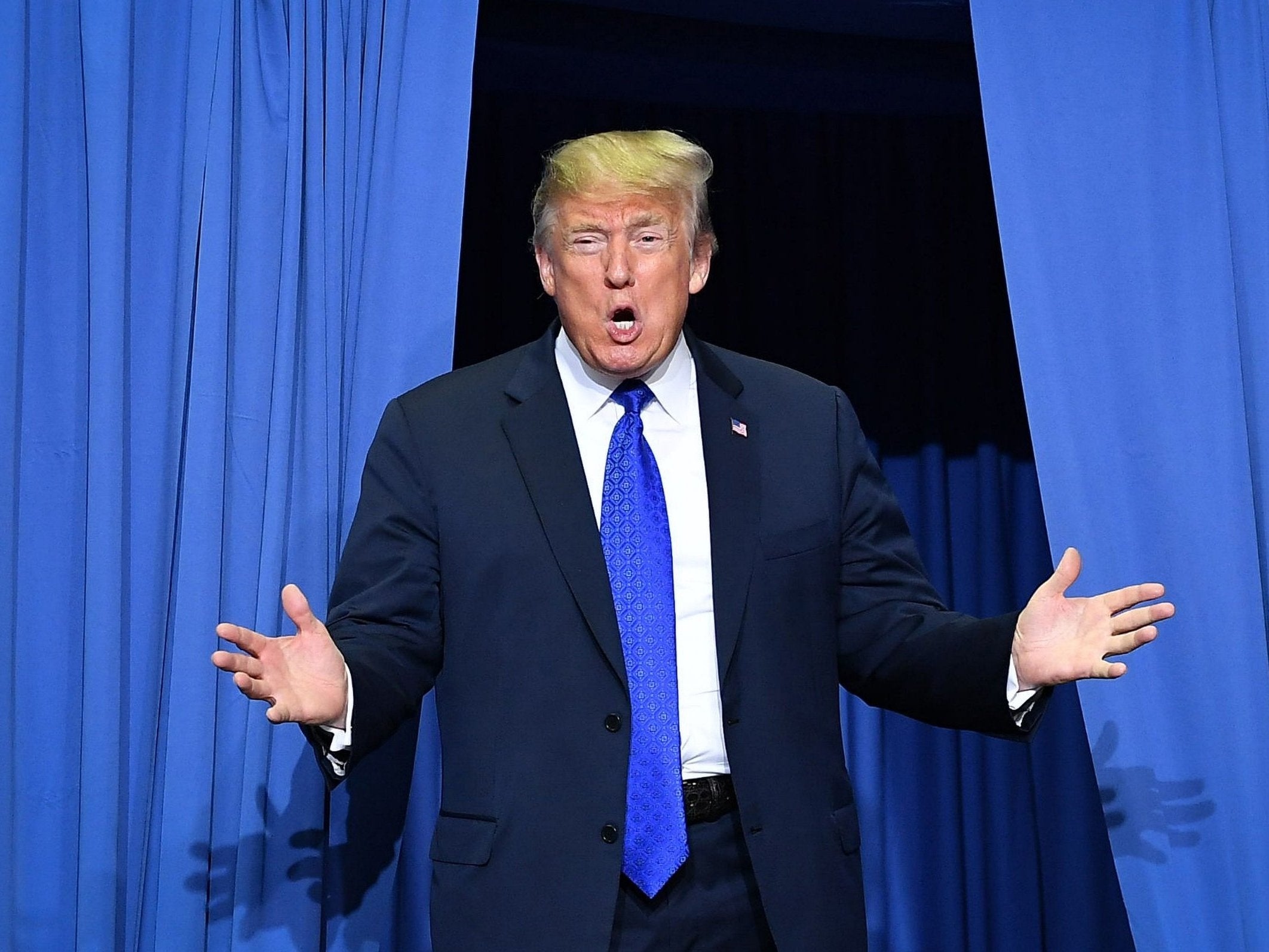 Donald Trump arrives at a 'Make America Great Again' rally in Mississippi