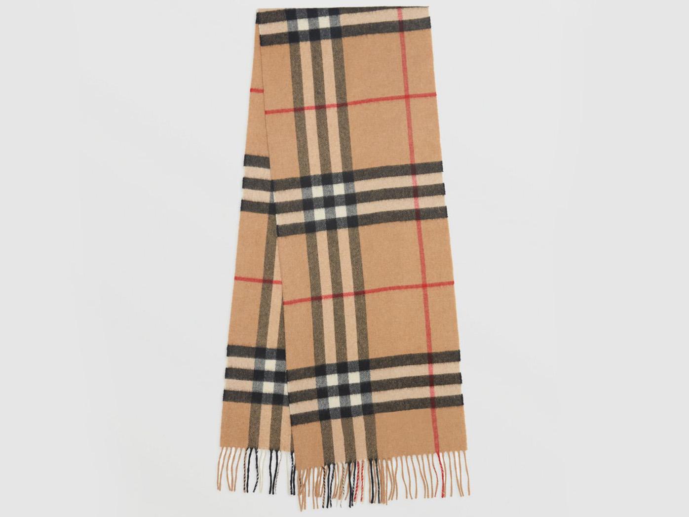 The classic check cashmere scarf, £350, Burberry
