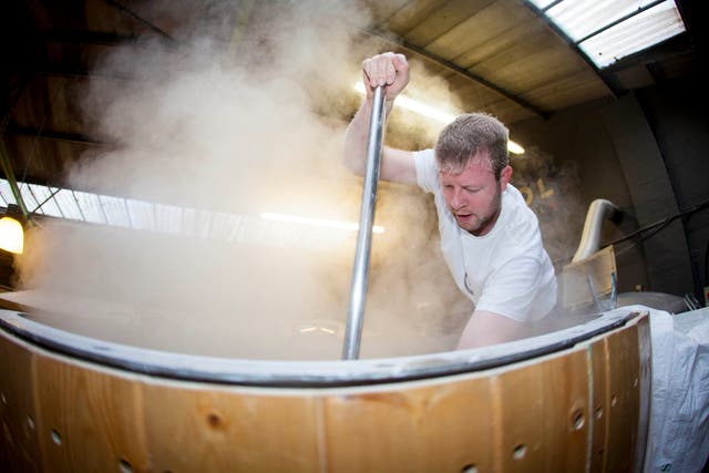 Everything at the Bristol Brewery School is hands-on – participants can even give the brew a tokenistic stir in the mash tun