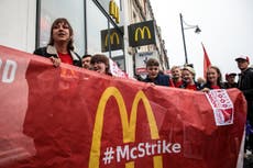 Uber Eats and Deliveroo riders join McDonald's workers on strike