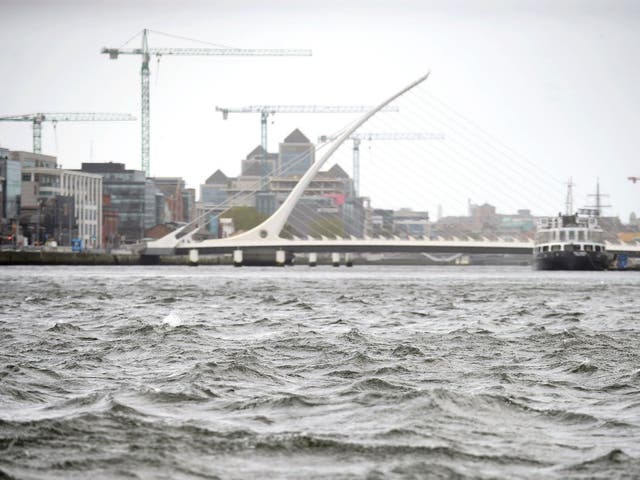 The cruise ship would likely have been docked on the River Liffey, pictured. 