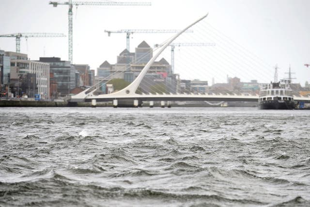 The cruise ship would likely have been docked on the River Liffey, pictured. 