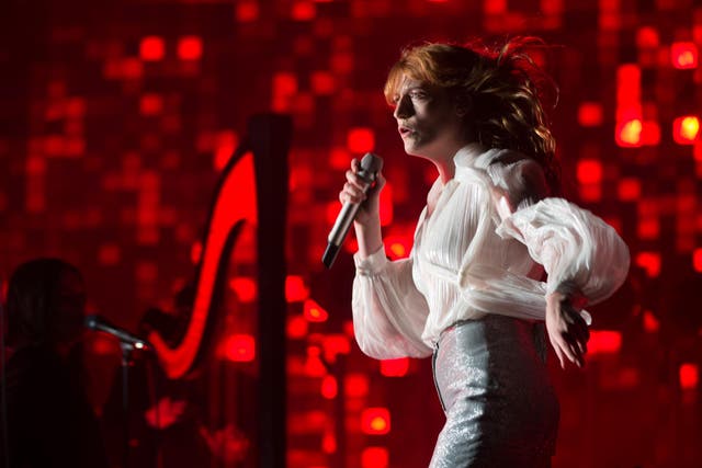Florence Welch of Florence and the Machine performs on The Pyramid Stage during the Glastonbury Festival at Worthy Farm, Pilton on June 26, 2015