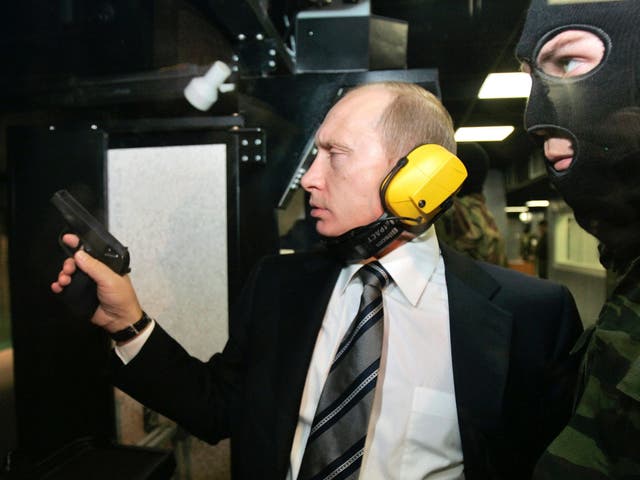 Vladimir Putin visiting the GRU military intelligence headquarters building in Moscow in 2006