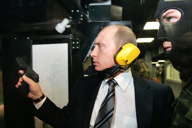 Vladimir Putin visiting the GRU military intelligence headquarters building in Moscow in 2006