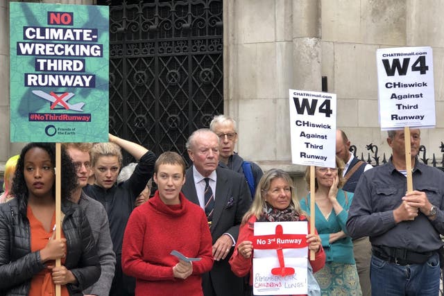 Action stations: protesters outside the High Court on the day of the first Heathrow legal challenges