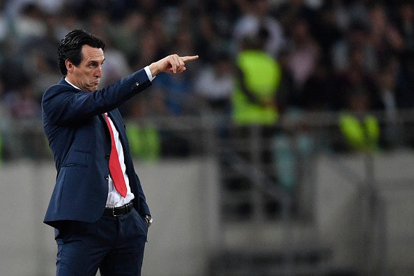 Unai Emery gestures from the touchline