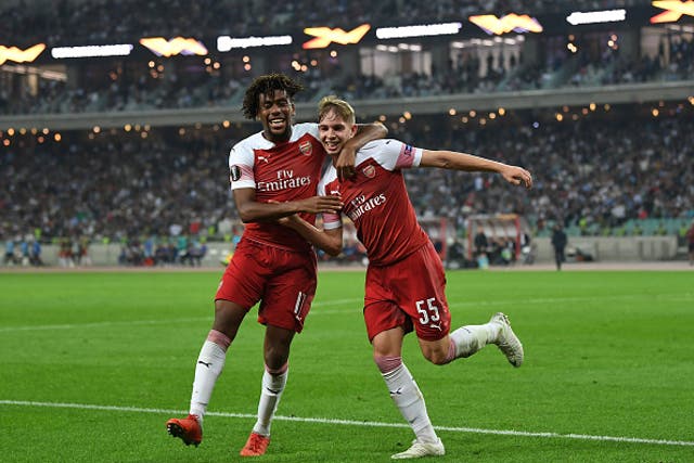 Smith Rowe celebrates scoring his first Arsenal's goal