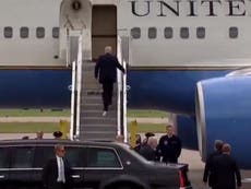 Trump boards Air Force One with 'toilet paper' stuck to his shoe