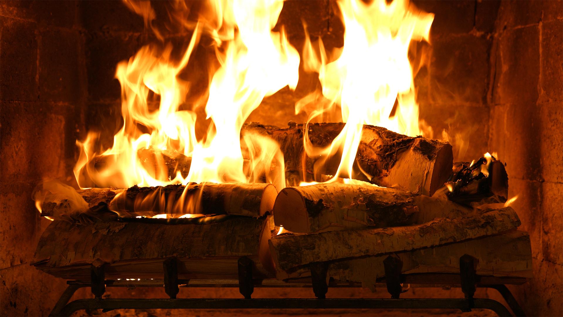 A still from 2015's memorable 'Fireplace 4K: Crackling Birchwood from Fireplace for Your Home'