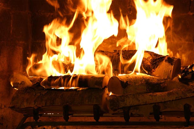 A still from 2015's memorable 'Fireplace 4K: Crackling Birchwood from Fireplace for Your Home'