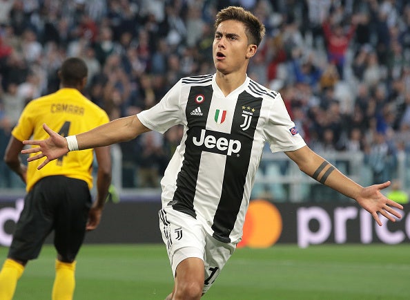 Paolo Dybala celebrates after scoring against Young Boys