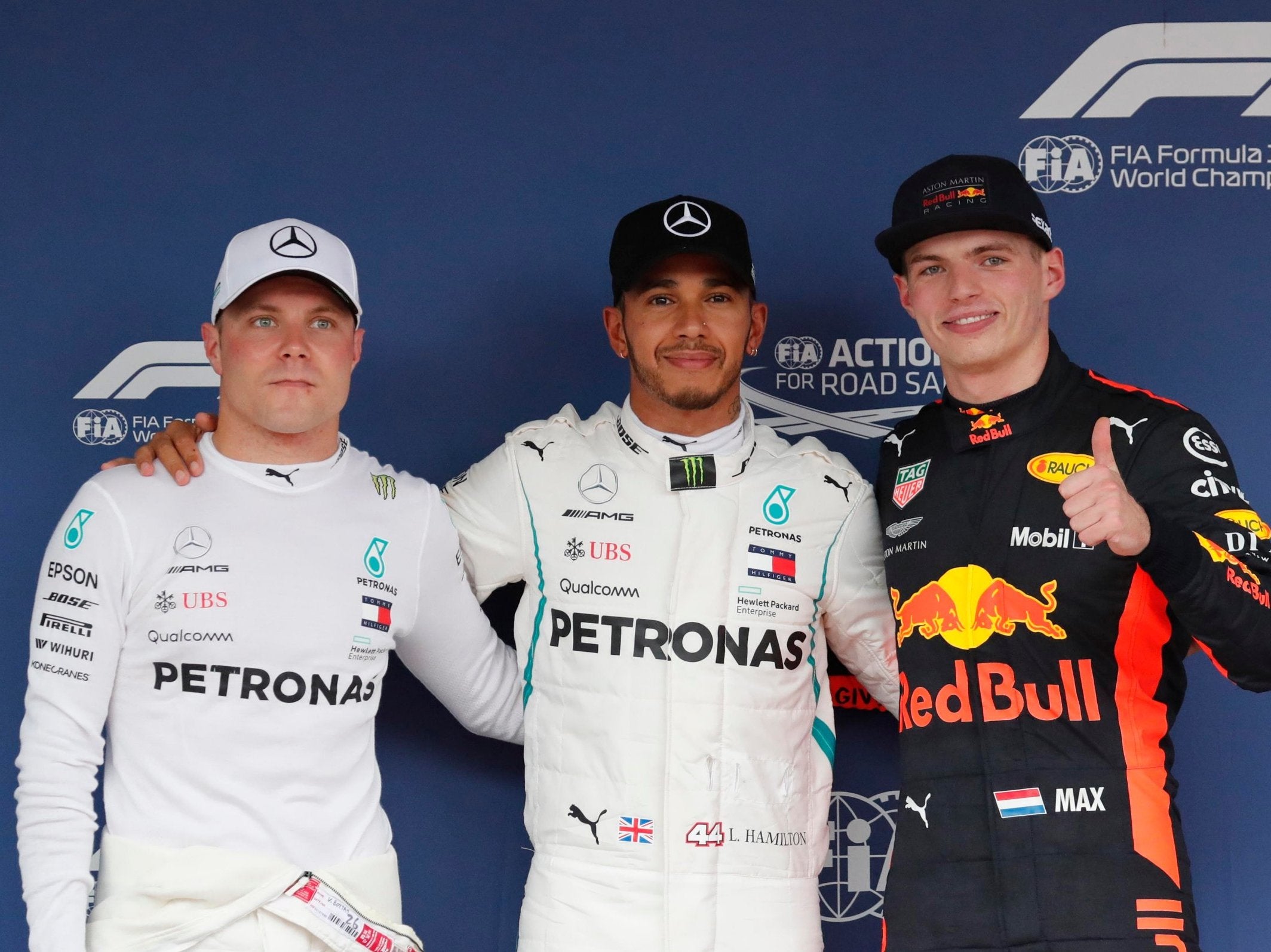 Verstappen joined the Mercedes' in the top three