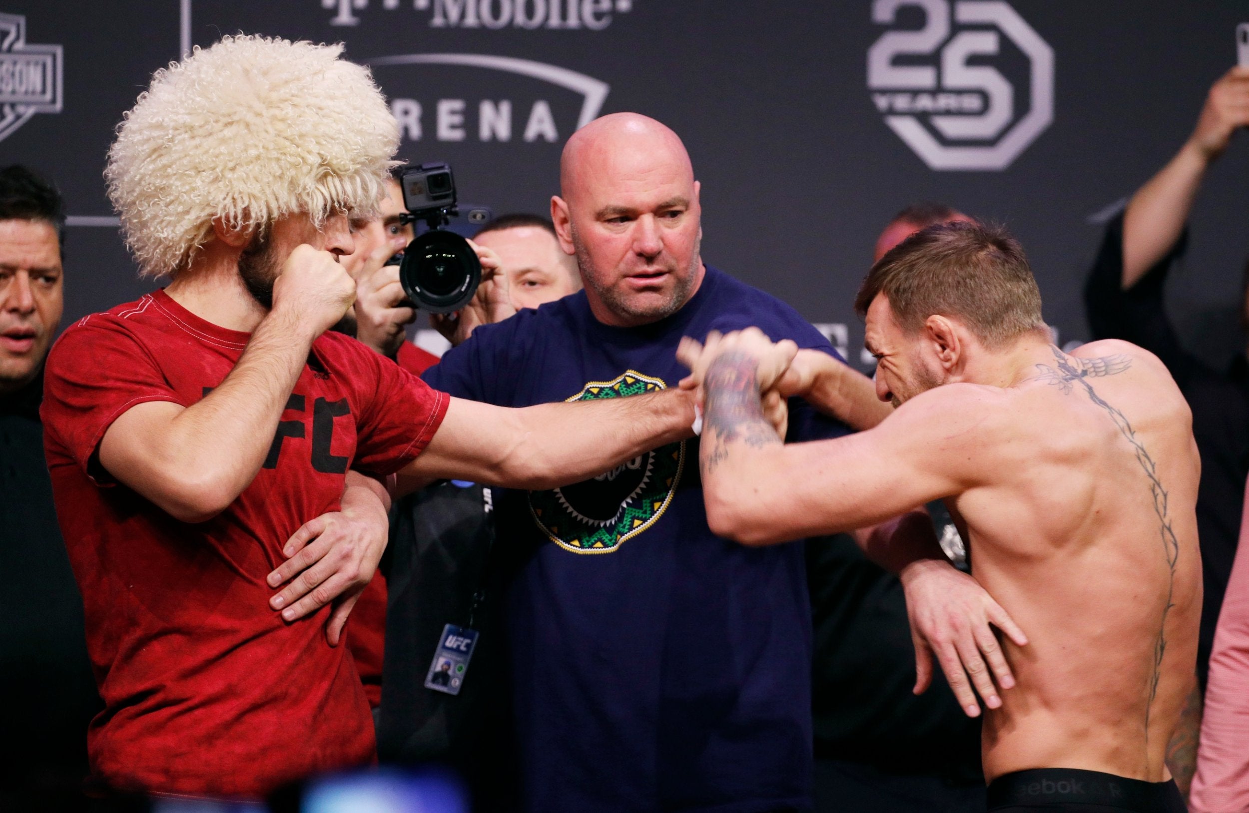 The two fighters clashed during the weigh-in