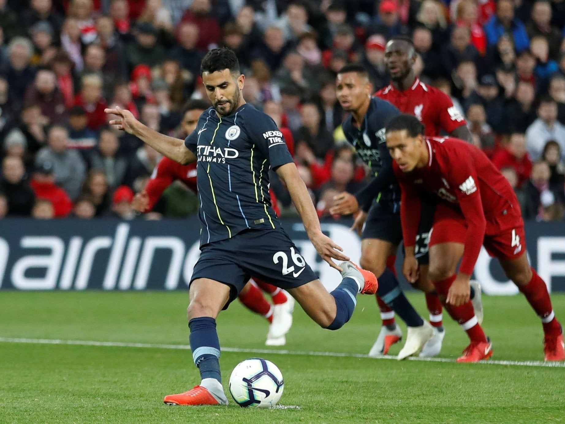 Riyad Mahrez fires a penalty over the crossbar