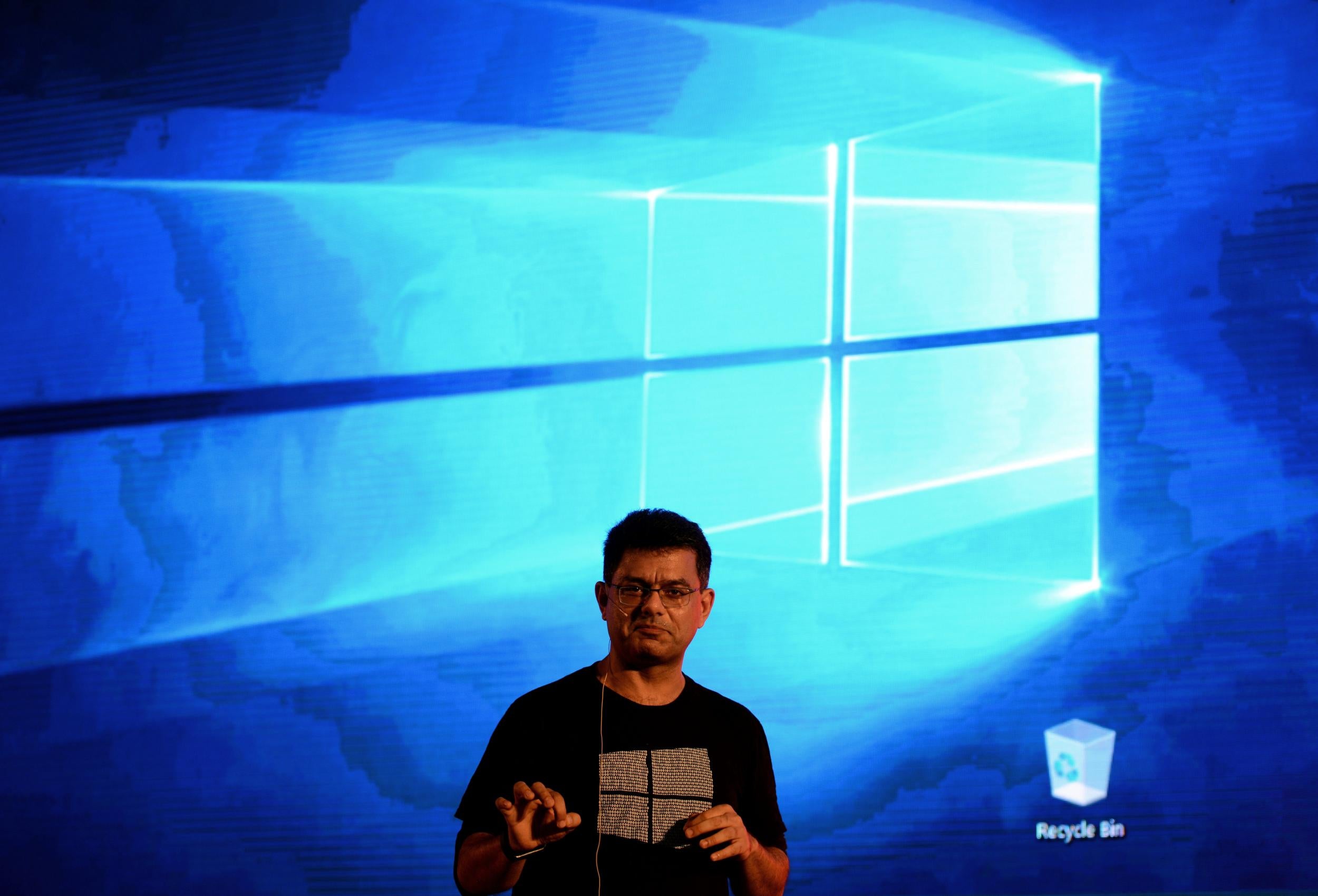 Microsoft's Vineet Durani speaks during the launch of Microsoft Windows 10 in New Delhi on July 29, 2015