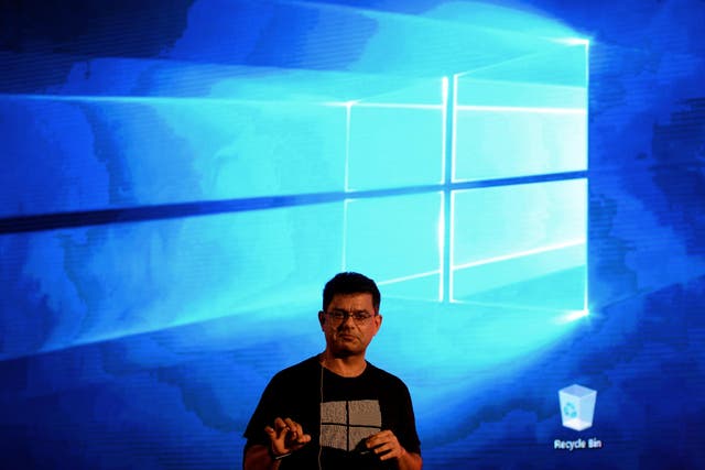 Microsoft's Vineet Durani speaks during the launch of Microsoft Windows 10 in New Delhi on July 29, 2015