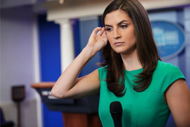CNN White House correspondent Kaitlan Collins is seen in the Brady Briefing Room of the White House before the start of the daily briefing on 15 August 2018 in Washington