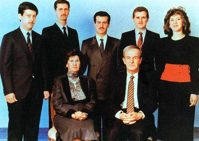 Hafez (seated) with Bashar (second from left) and the rest of the Assad family