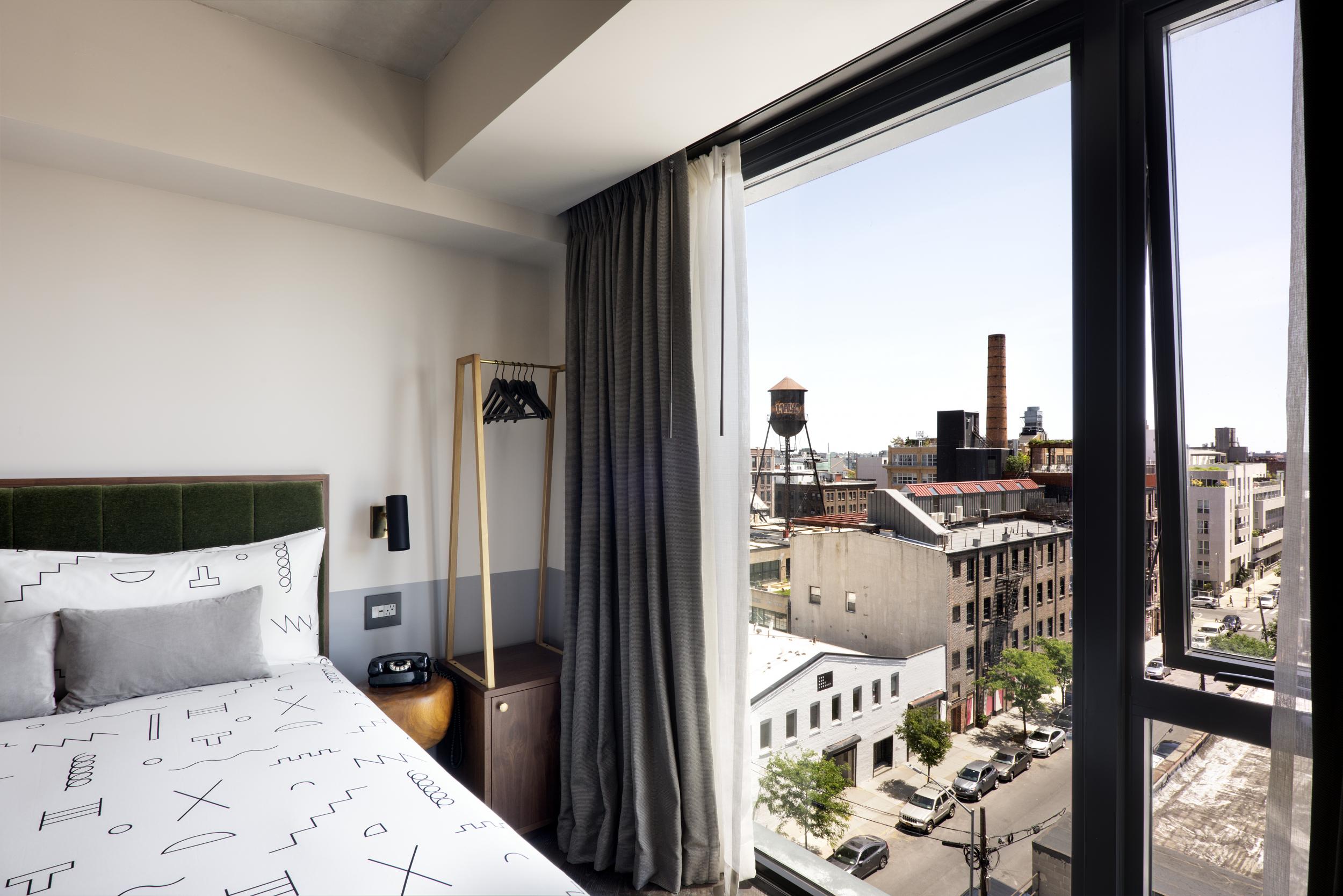 Rooms at The Hoxton overlook Williamsburg and Manhattan