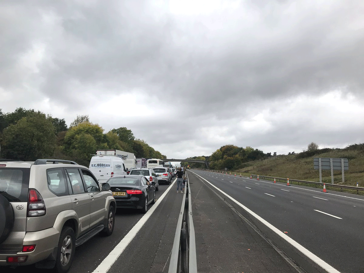 The crash led to standstill traffic on the M4
