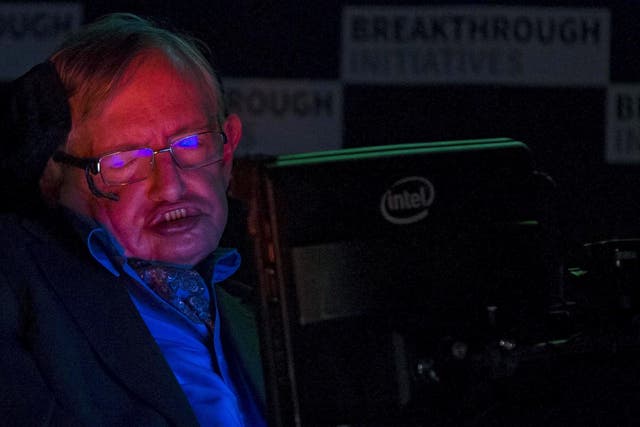 Professor Stephen Hawking speaks at a media event to launch a global science initiative at The Royal Society in London