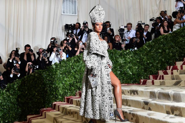 Rihanna turned heads as a high fashion pope at this year’s fashion extravaganza