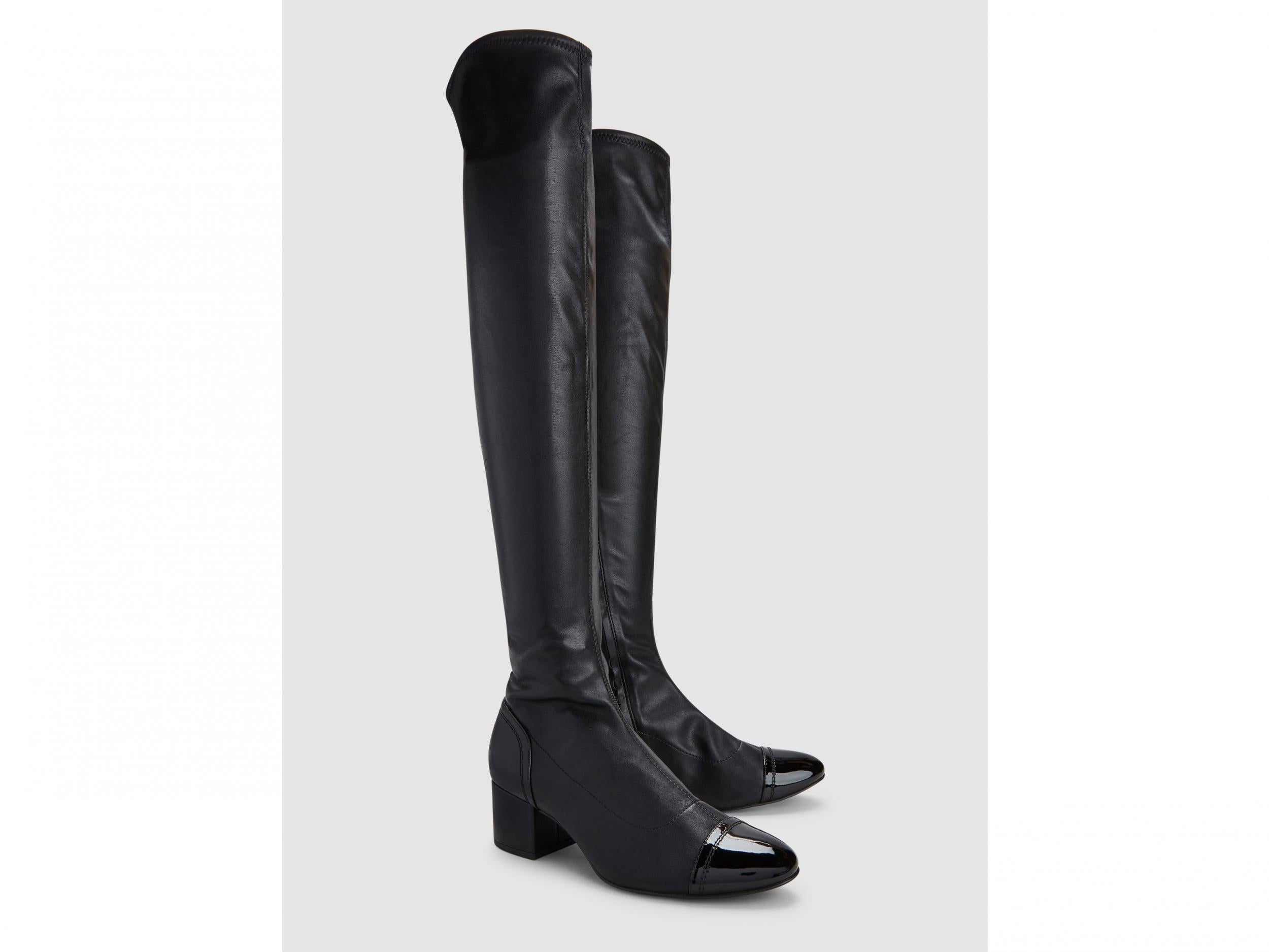 low heel over the knee black boots