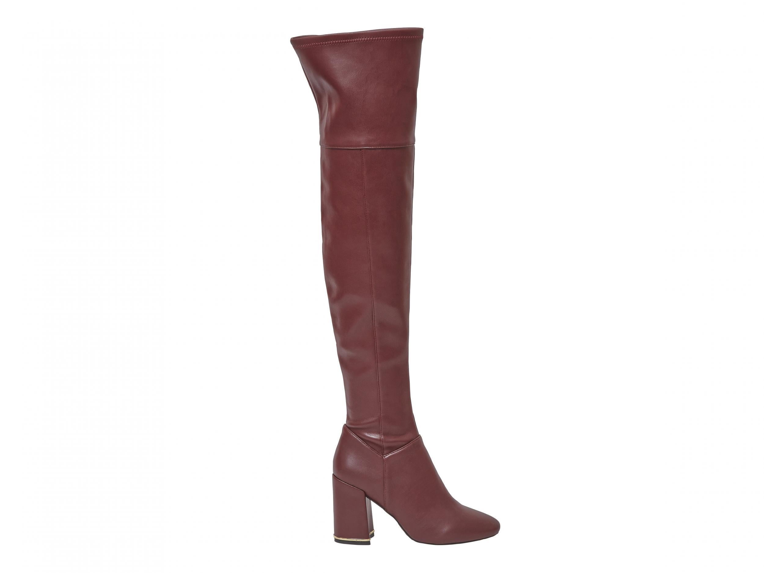 burgundy leather thigh high boots