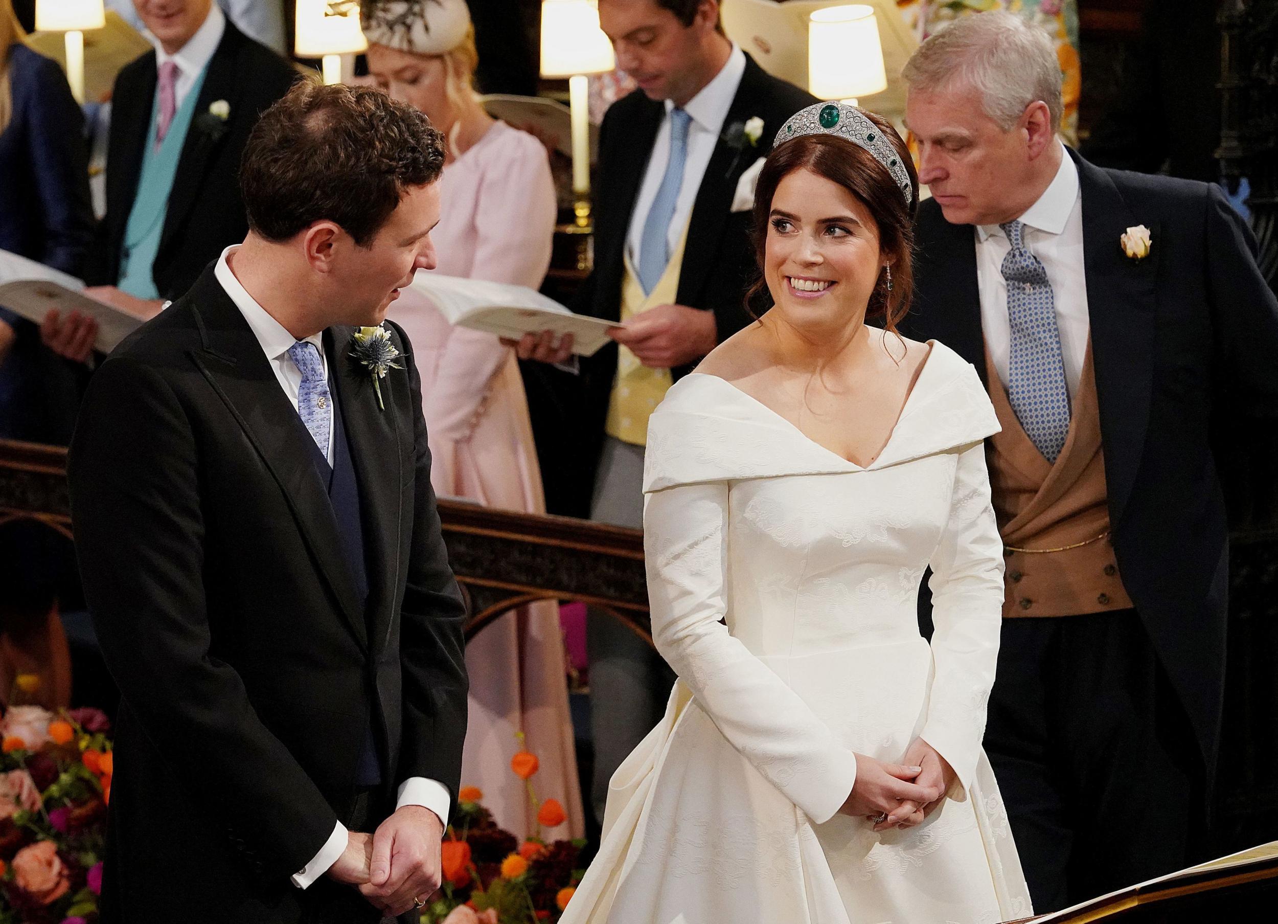 Princess Eugenie and Jack Brooksbank at their wedding ceremony in St George's Chapel