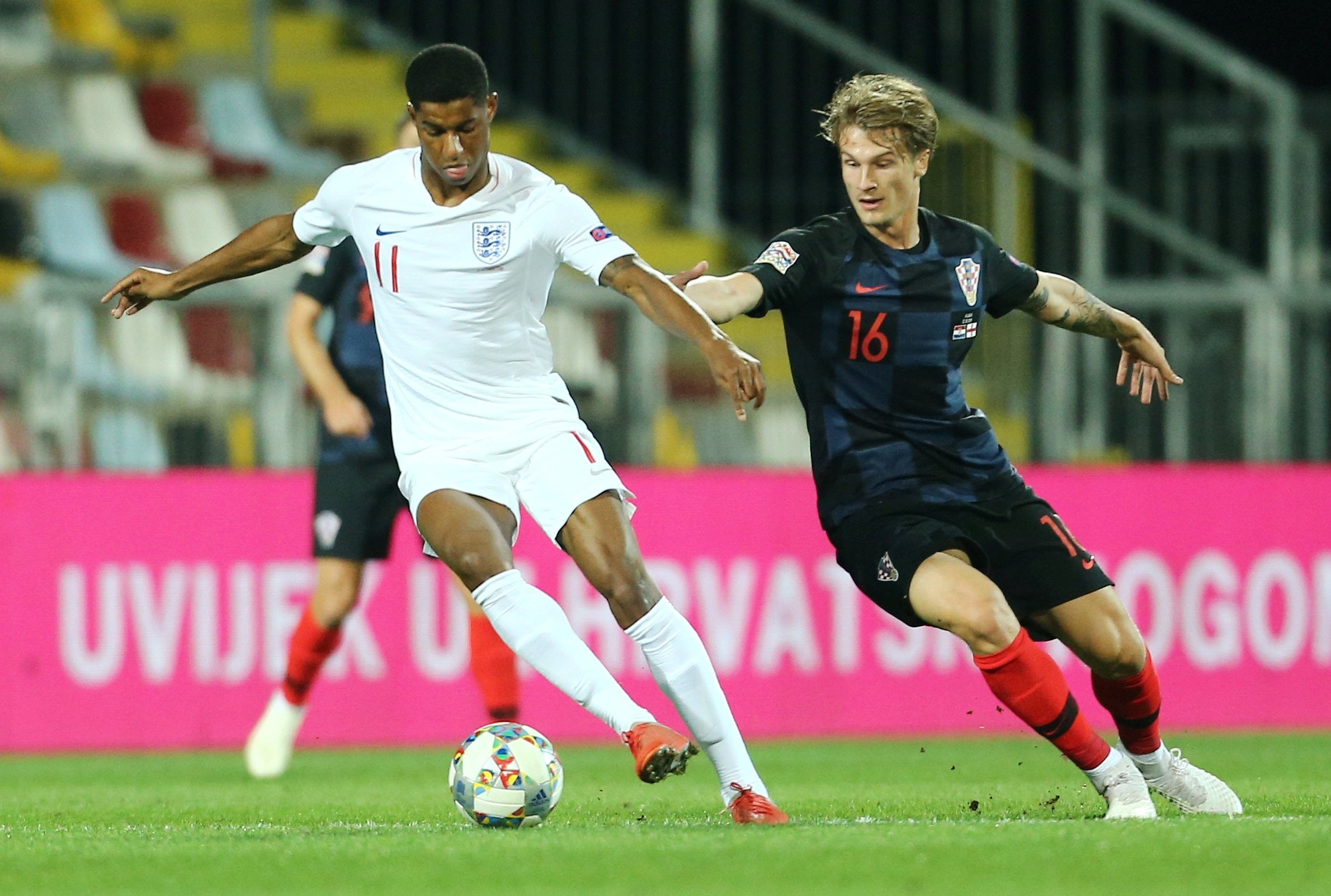 Marcus Rashford gets on the ball in midfield (Reuters)