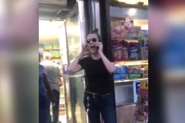 Bystanders filmed Teresa Klein outside the Sahara Deli Market in Brooklyn as she called the police to report the boy