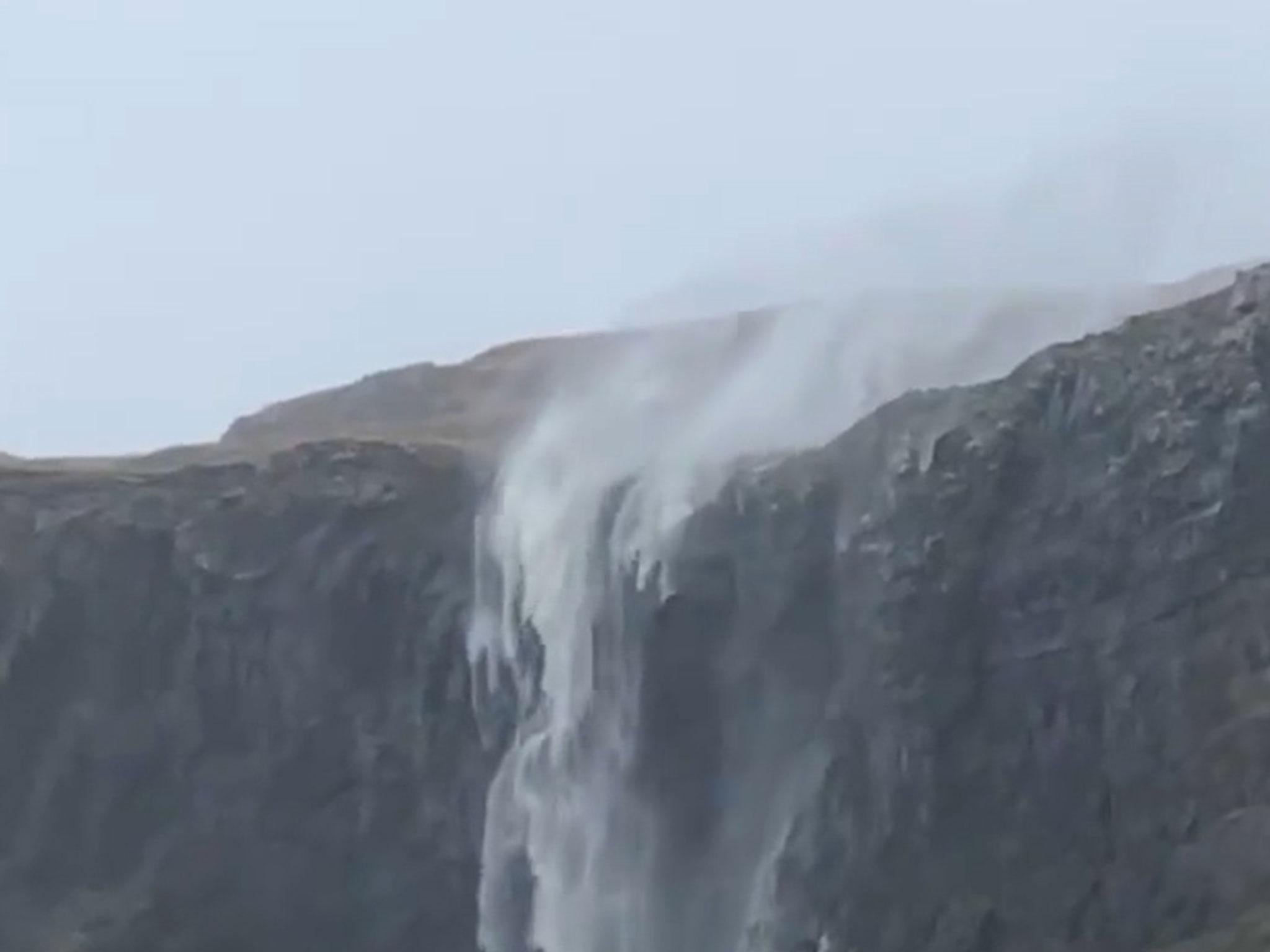 Storm Callum Strong winds force waterfall to flow backwards in Scotland The Independent The Independent