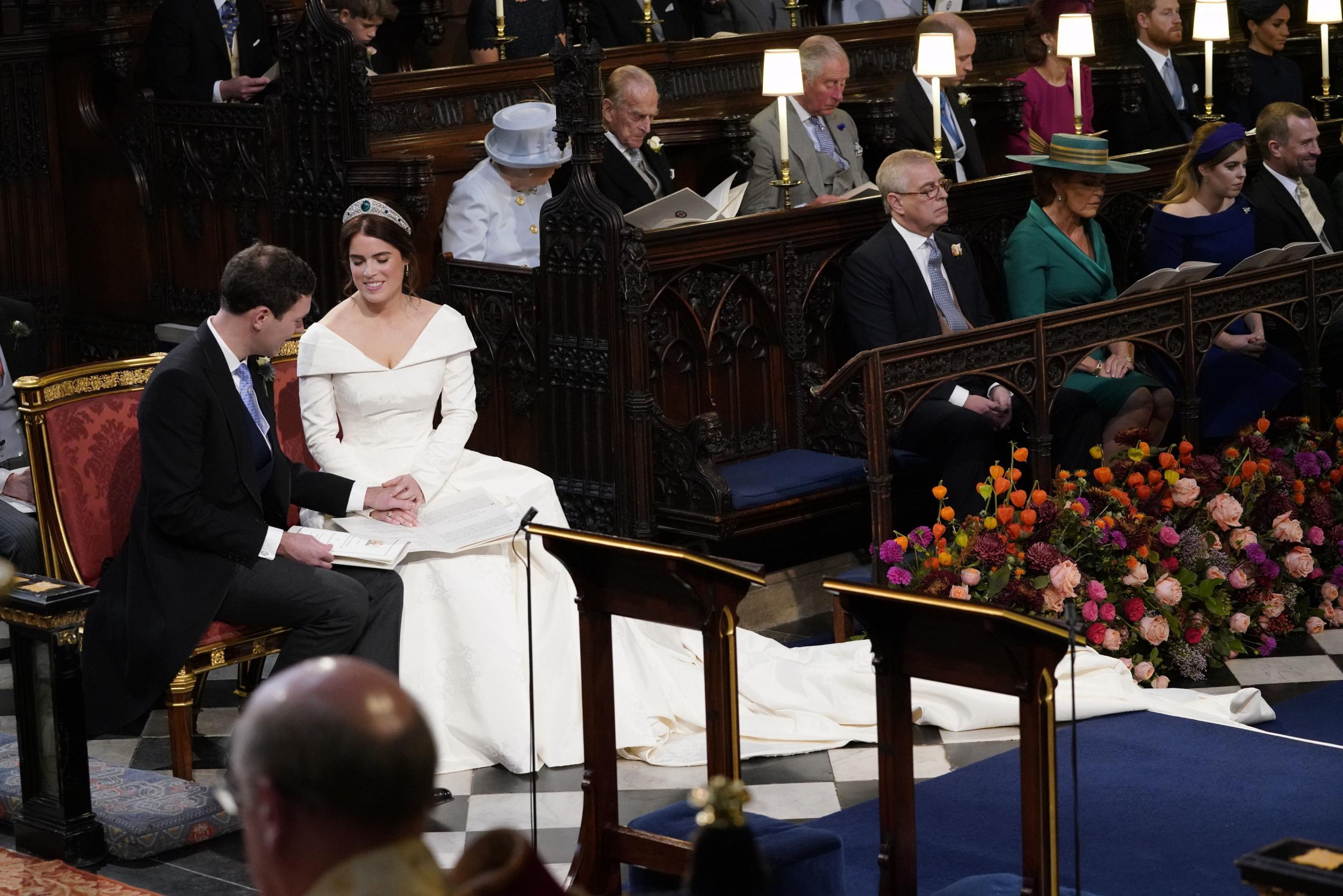 The Queen sat in the second row during the ceremony (Getty)