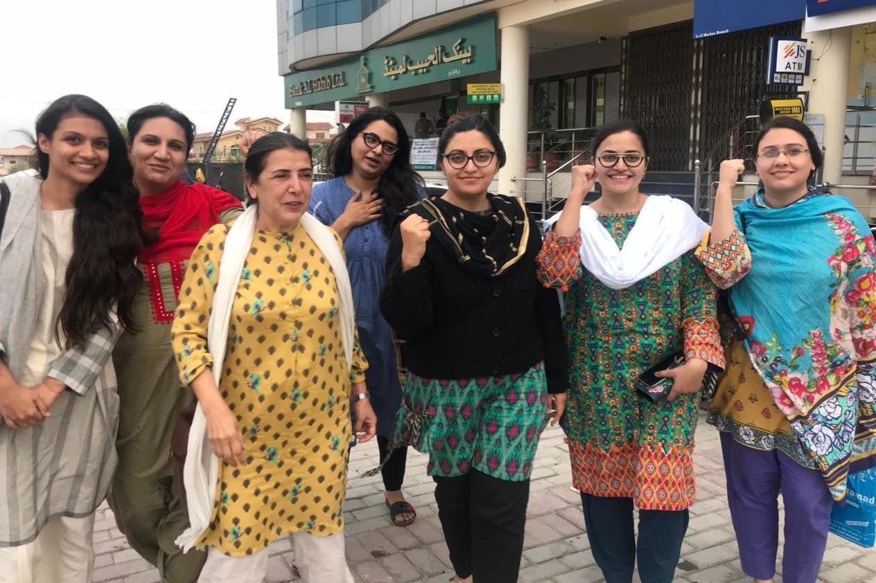 Gulalai Ismail (fifth from left) in Islamabad