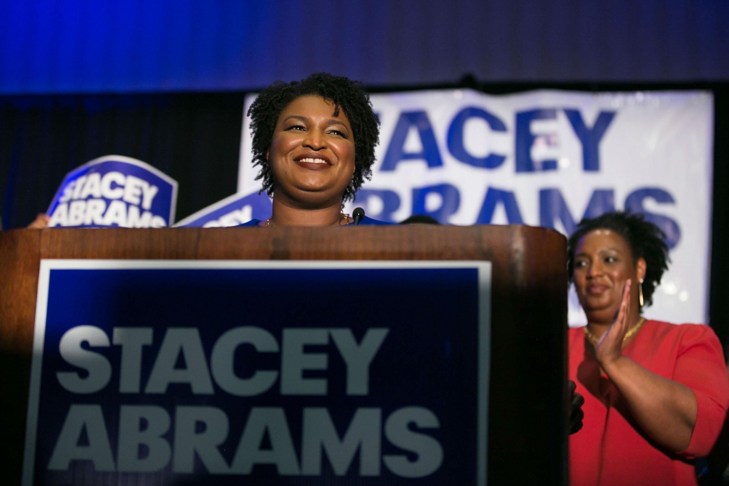 Stacey Abrams at the podium