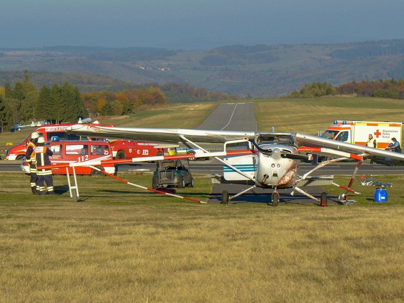 Emergency workers were called to the airfield near Fulda in central Germany