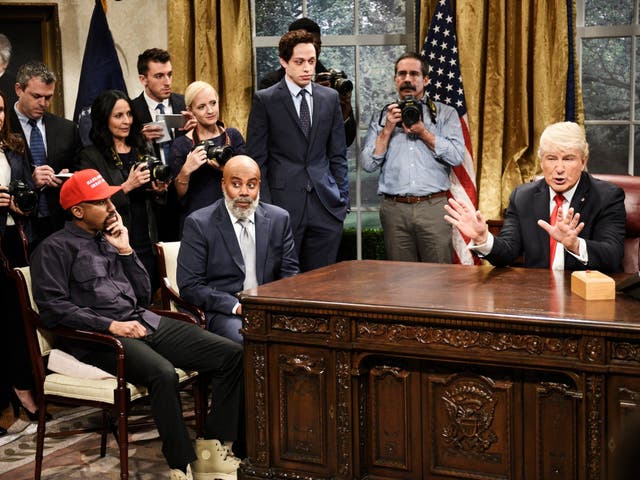 Chris Redd as Kanye West and Alec Baldwin as Donald Trump during 'Saturday Night Live'
