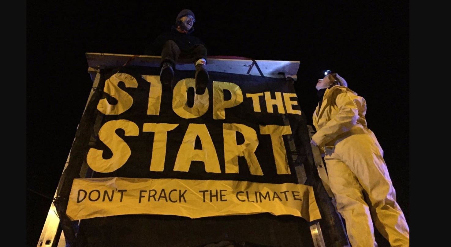 Protesters block road as fracking begins in UK for first time in seven years