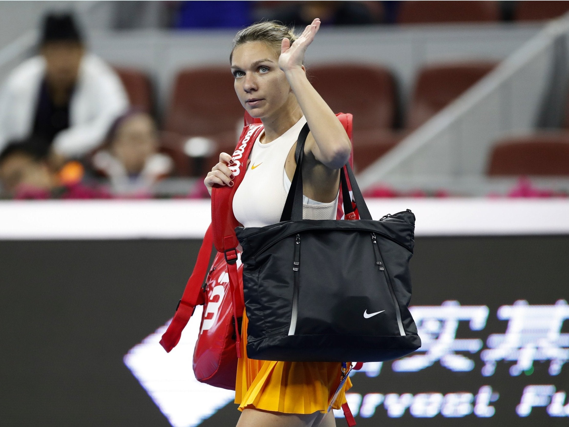 Halep was forced to retire with a back injury during her first round match against Ons Jabeur in the China Open