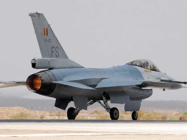 A Belgian F-16 Eurofighter with a full fuel tank exploded after a mechanic reportedly opened fire on the jet by mistake from another F-16 parked nearby