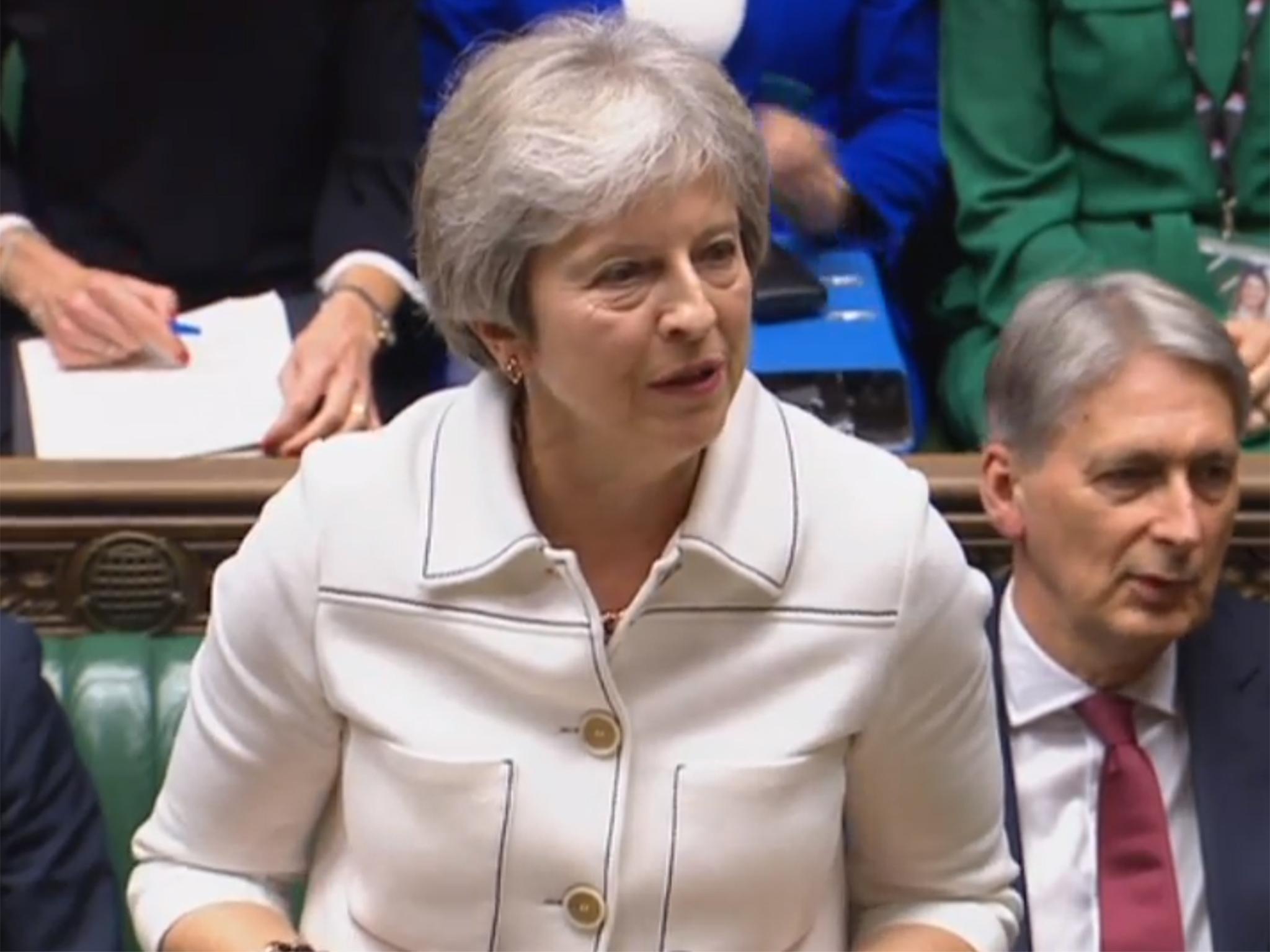 Theresa May addressing the House of Commons on Monday