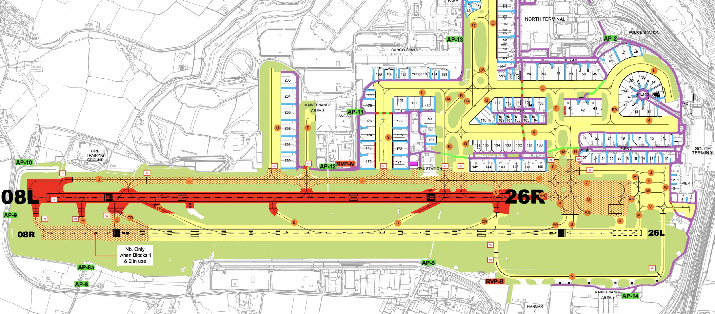 Missing link? The standby runway, in red, at Gatwick Airport