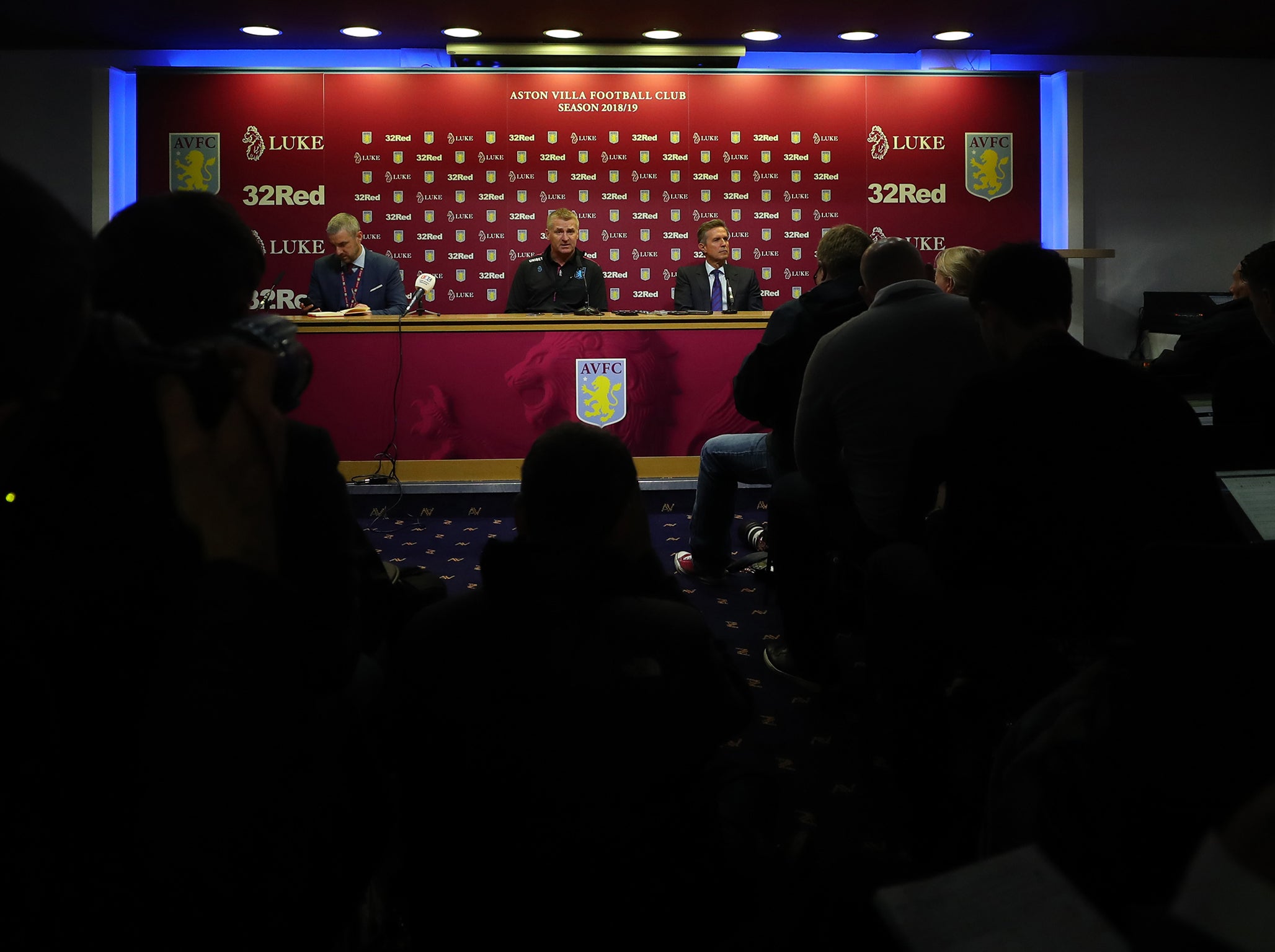 Dean Smith at his first Villa press conference