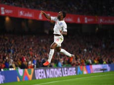 Sterling at the double as England hold on for famous win in Spain