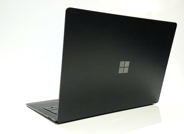 The sleek, ultraportable design of the Microsoft Surface Laptop 2 features a matte black aluminium body
