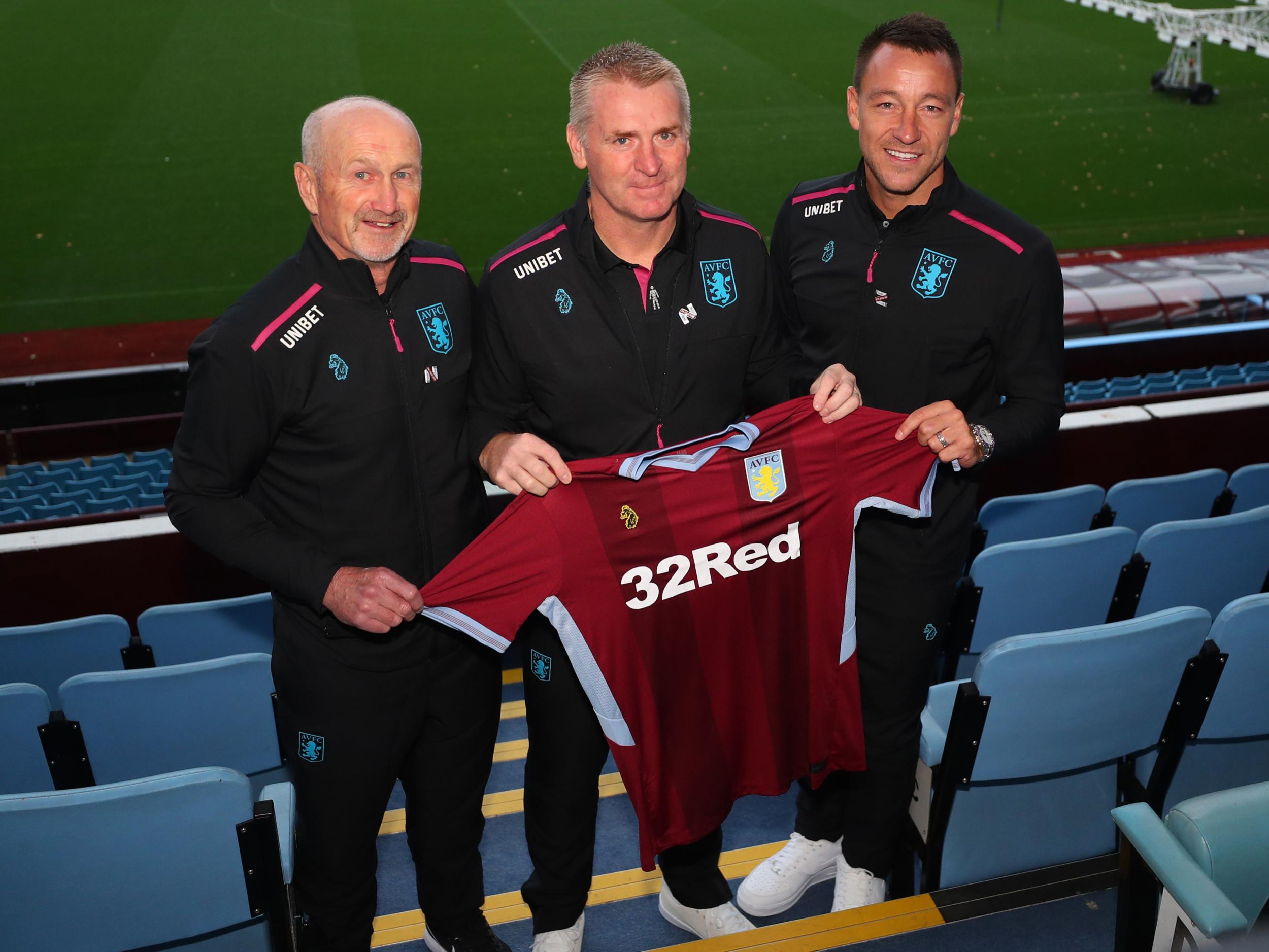 Aston Villa's management team of Dean Smith, John Terry and Richard O'Kelly were unveiled at Villa Park