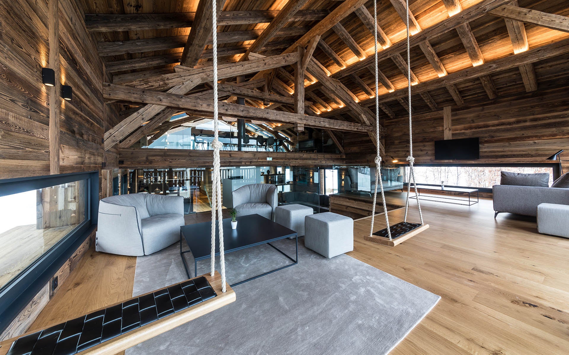 The 'adult swings' at Chalet Joux Plane