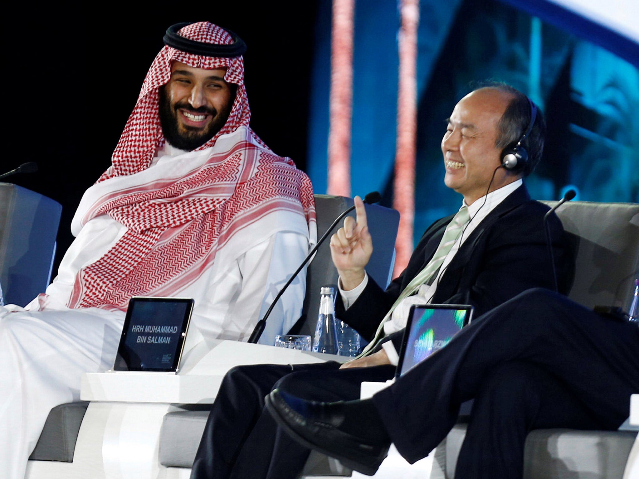 Mohammed bin Salman with SoftBank CEO Masayoshi Son