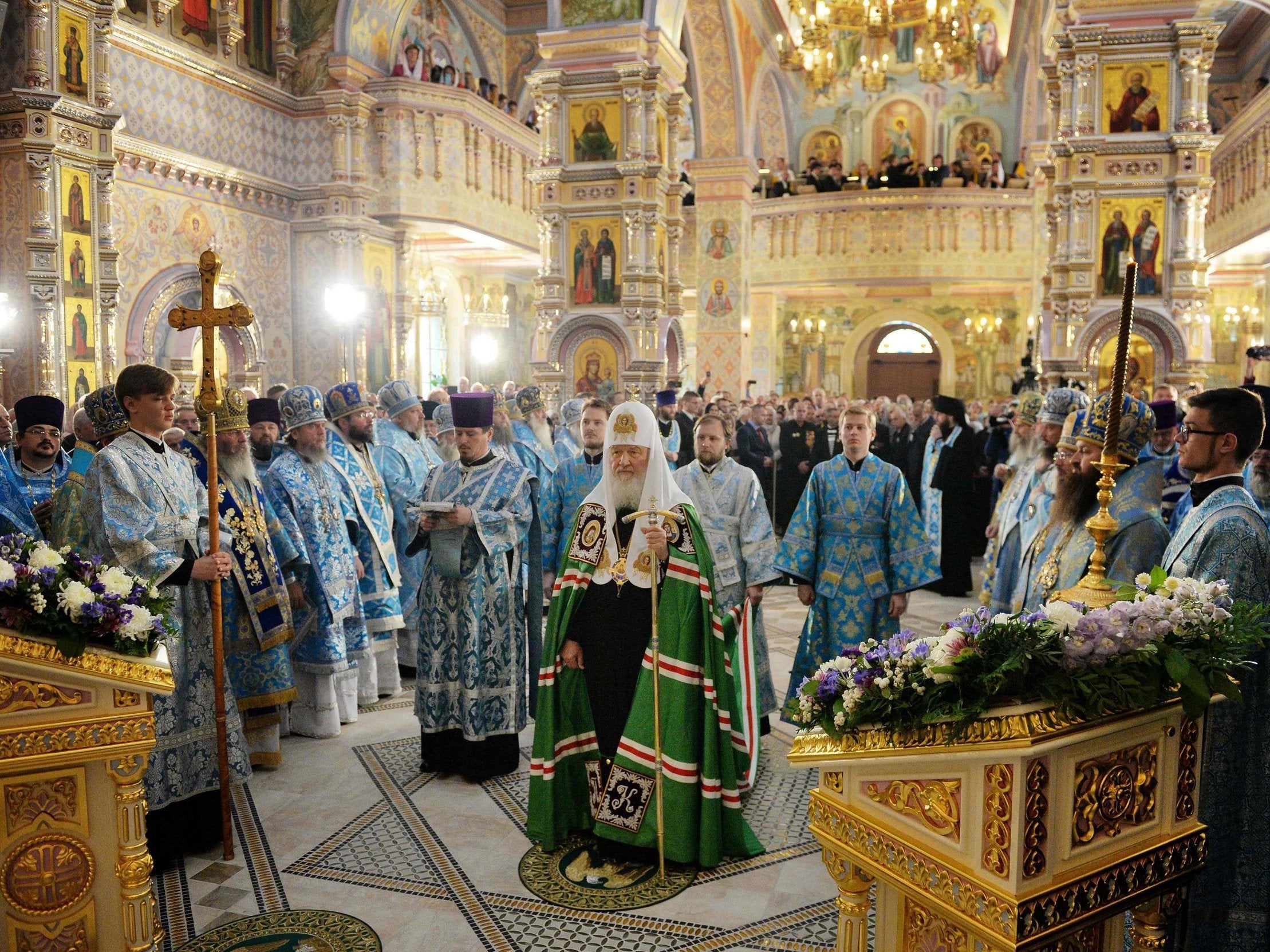 Patriarch of Moscow and All Russia Kirill holding a church service in Minsk on 14 October